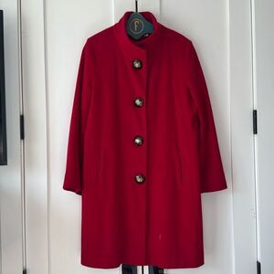 Fleurette Womens Red Loro Piana Wool Coat - 14